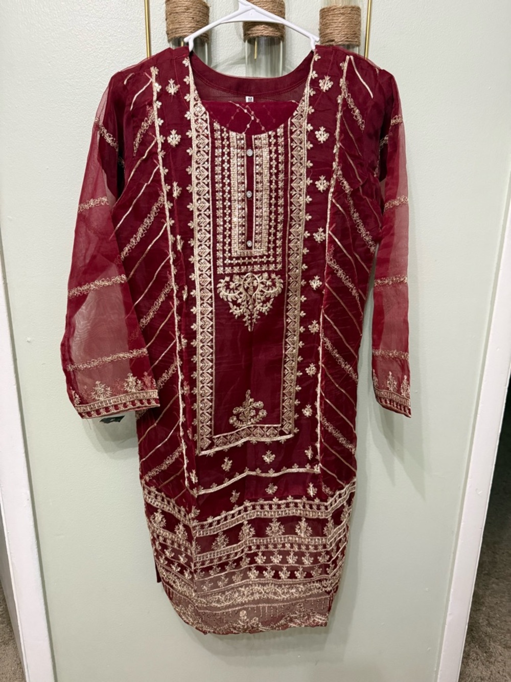 Embroidered Maroon Ethnic Tunic Dress